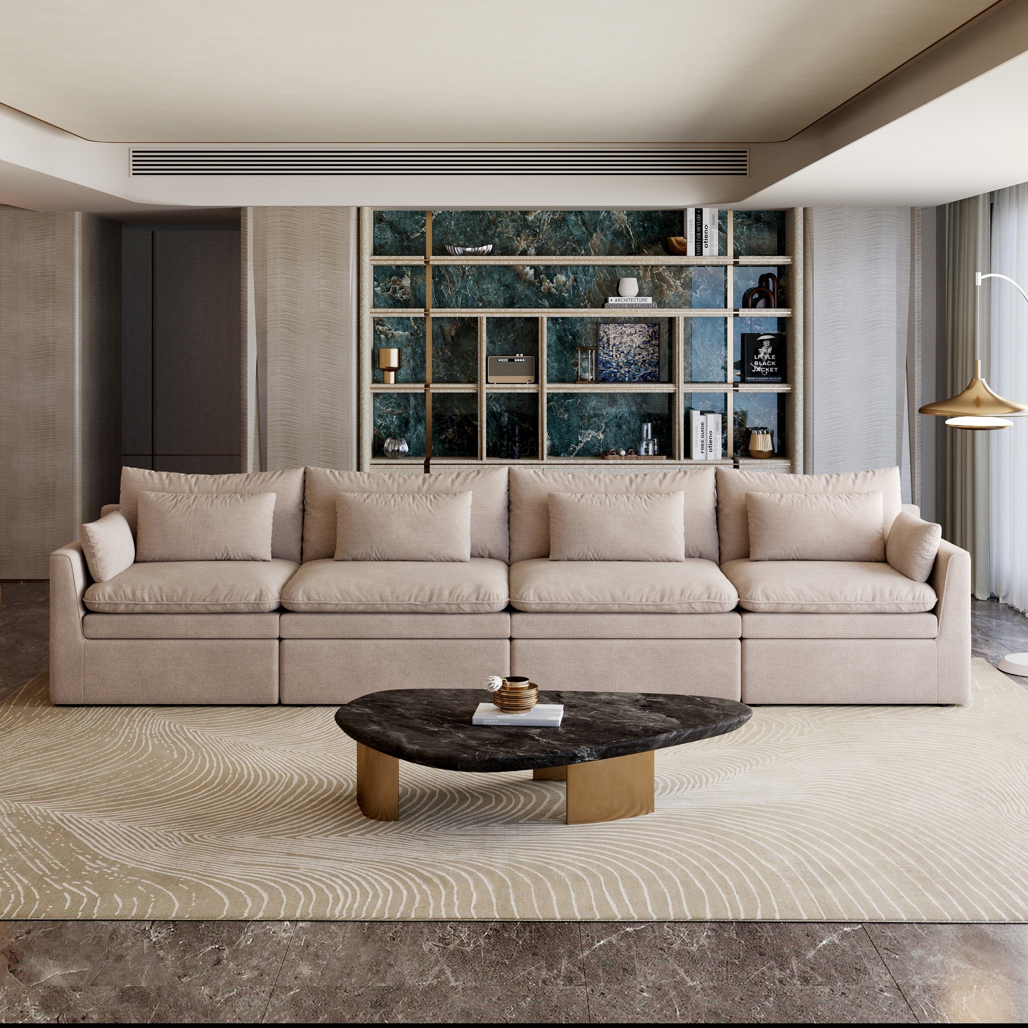 4 Seat Cloud Modular Sectional Couch with Removable Covers, Pillows For Living Room Apartment