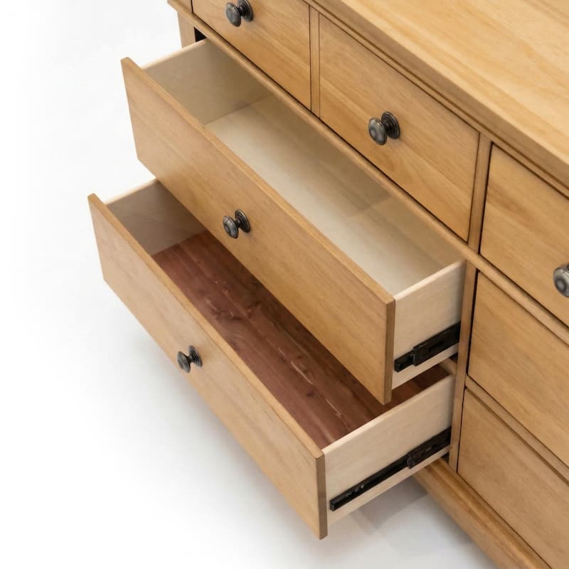 Furniture of America Wellington Farmhouse Natural Oak Wood 6-Drawer Dresser
