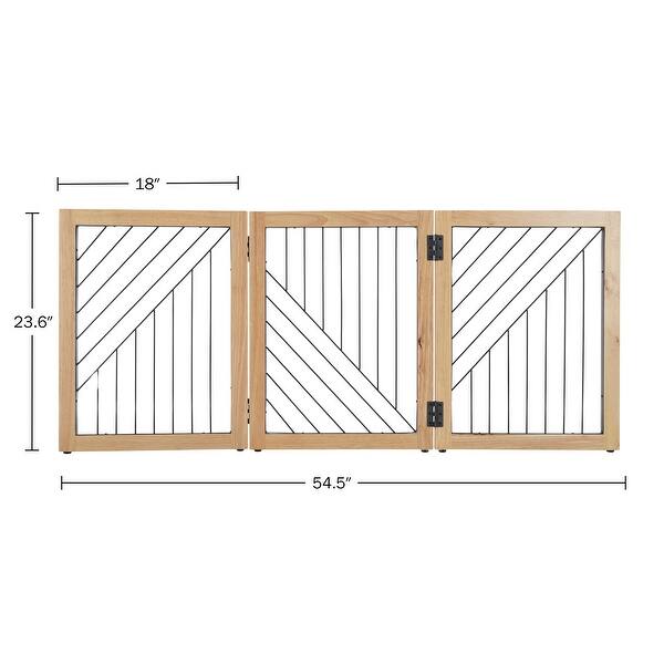 dimension image slide 2 of 3, PETMAKER 3-Panel Foldable Pet Gate, Natural - N/A