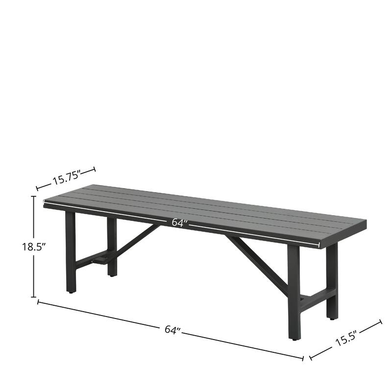 Navarro Outdoor Aluminum Dining Bench, Mocha