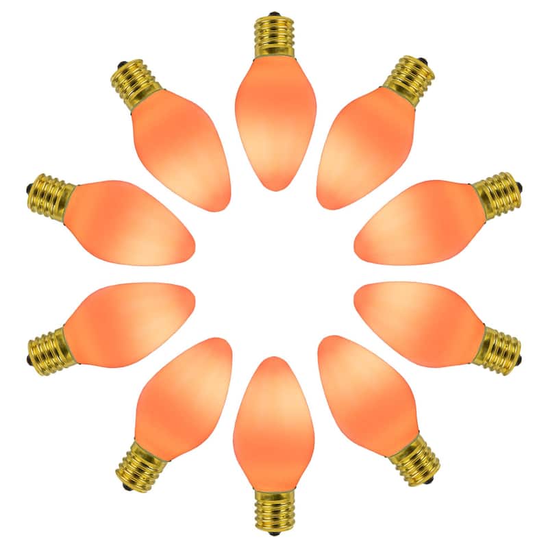 25 Pack C7 LED Outdoor Christmas Replacement Bulbs, Vintage, C7/E12 Base - Orange
