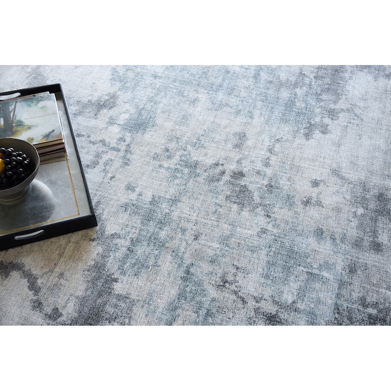 Exquisite Rugs Sky Handmade Handloomed New Zealand Wool/Bamboo Silk Gray/Blue Area Rug