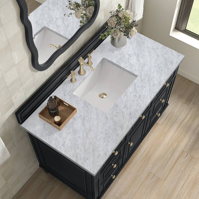 James Martin Vanities Lorelai 48" Single Vanity, Black Onyx - Carrara White