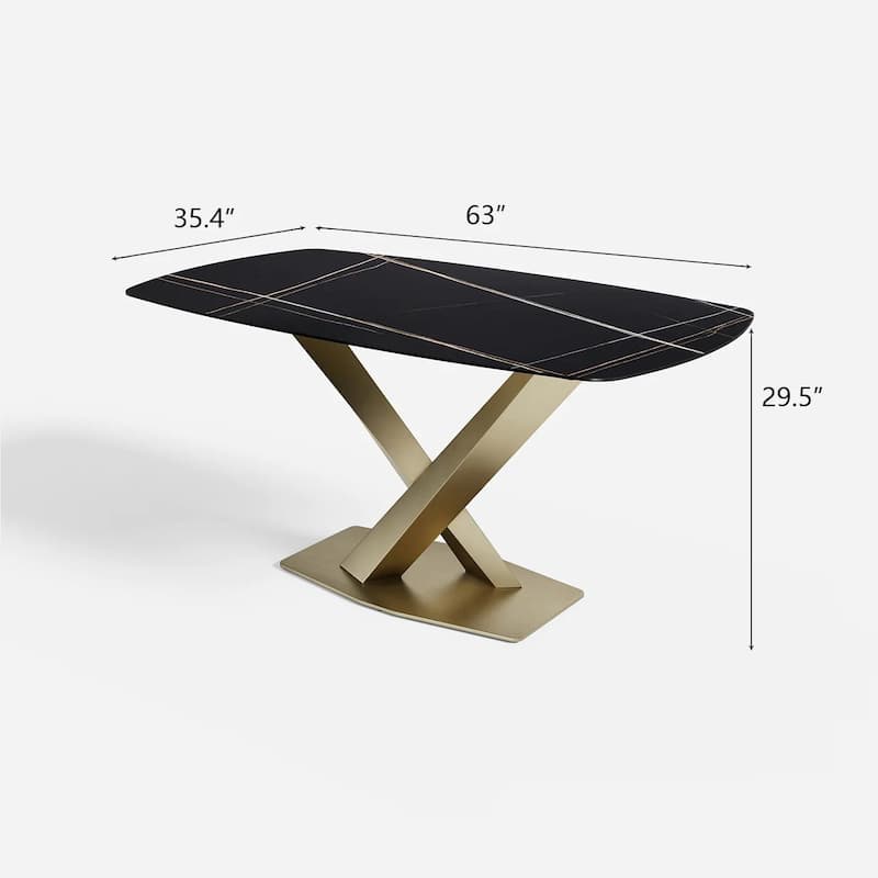 Modern Black Marble Dining Table Rectangular Table - 63 inches