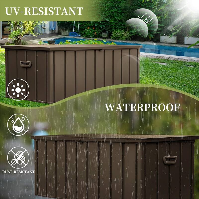 Storage Deck Box Waterproof, Large Patio Storage Bin,Lockable Garden Tools - Multi