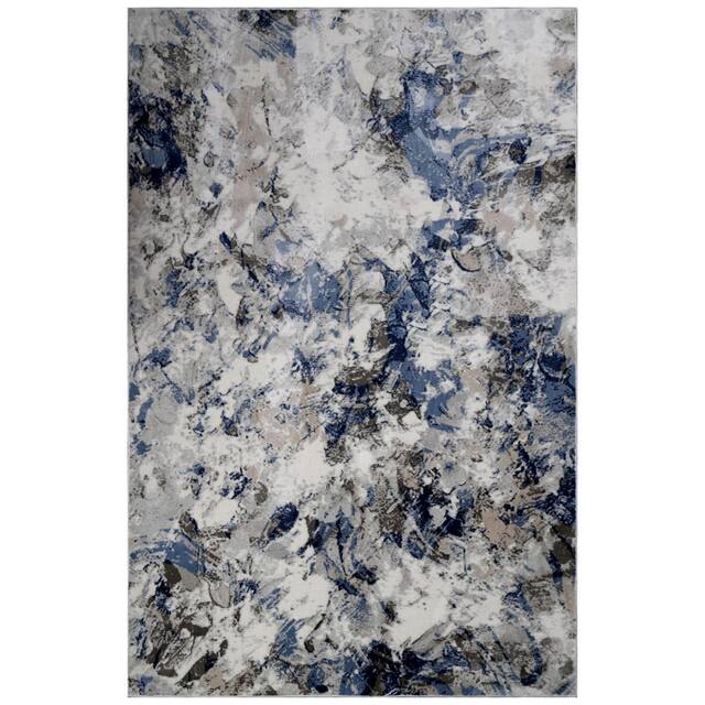 Trendy Collection Abstract Area Rug - 7'10'' X 10'6'' - Cream/Blue