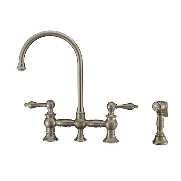 Whitehaus Vintage III Plus Bridge Faucet with Long Gooseneck Swivel