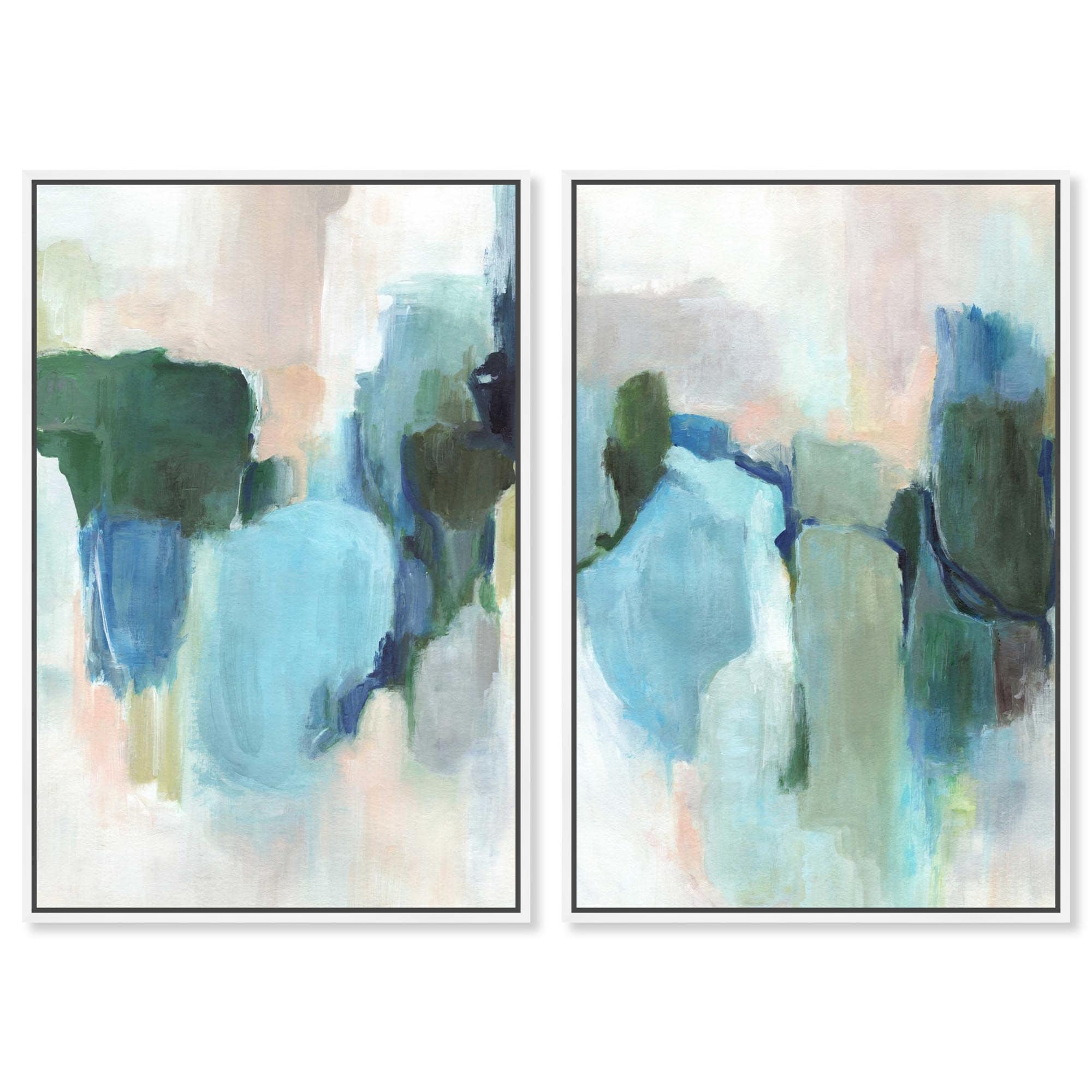 Serene Abstract Duo Blue Wall Decor Canvas Print by Art Remedy