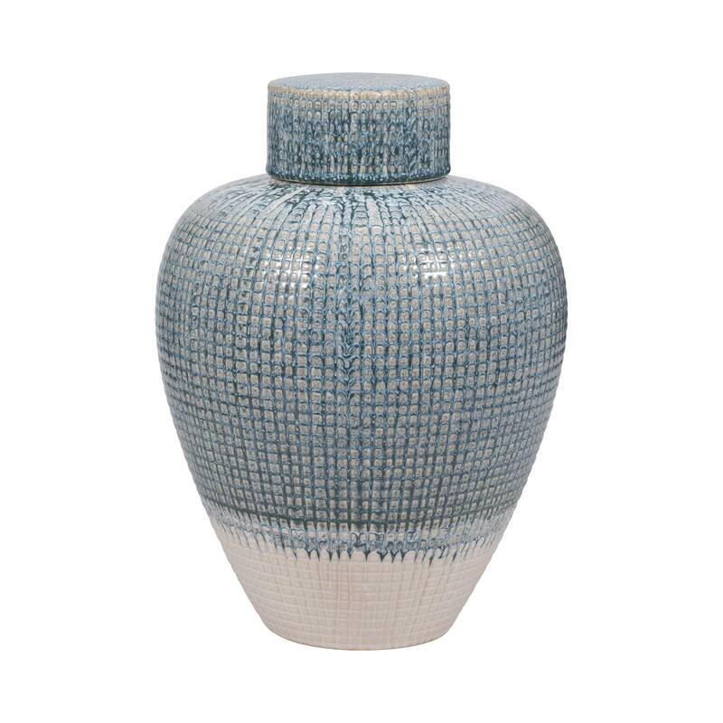 Sagebrook Home Blue Kashion Vase - Stoneware Decor Accent for Modern Living Spaces