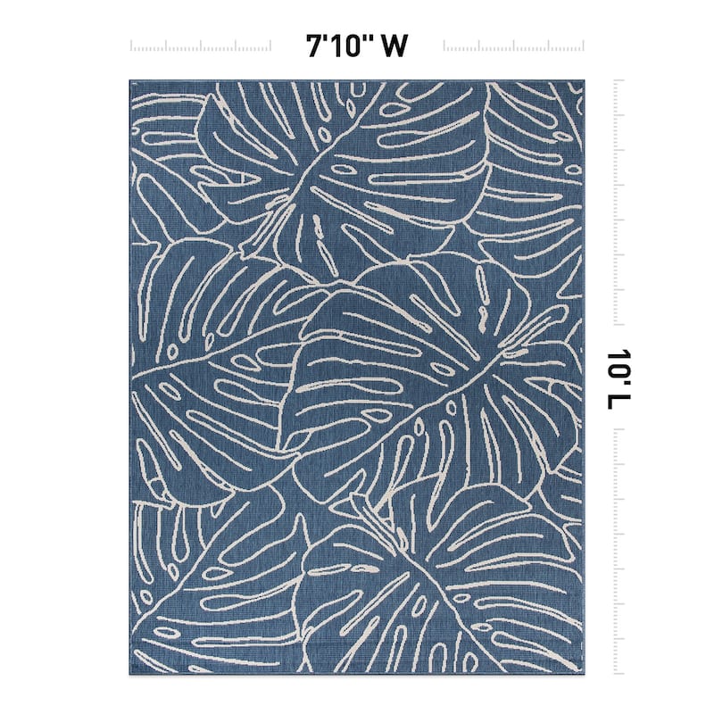 World Rug Gallery Contemporary Tropical Leaves Indoor/Outdoor Area Rug