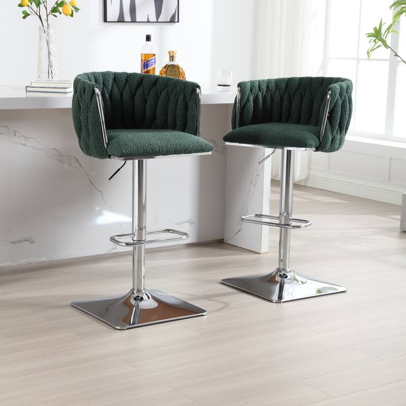 Vintage Bar Stools with Back and Footrest Counter Height Dining Chairs 2PC/SET
