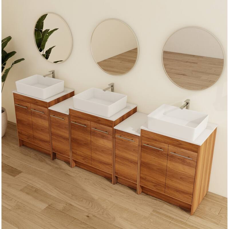 Malwee 72"/96" FreeStanding Bathroom Vanity, Floor Stand Bathroom Vanity with Ceramic Sink,Soft Close Door and Shelf