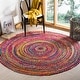 preview thumbnail 4 of 118, SAFAVIEH Georgine Handmade Braided Bohemian Cotton Rug 6' Round - Red/Multi - Round