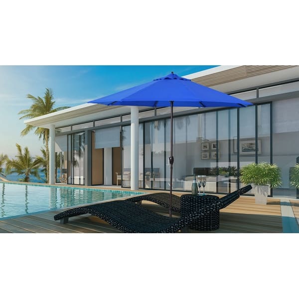 slide 2 of 91, North Bend 9-foot Auto-tilt Round Sunbrella Patio Umbrella by Havenside Home