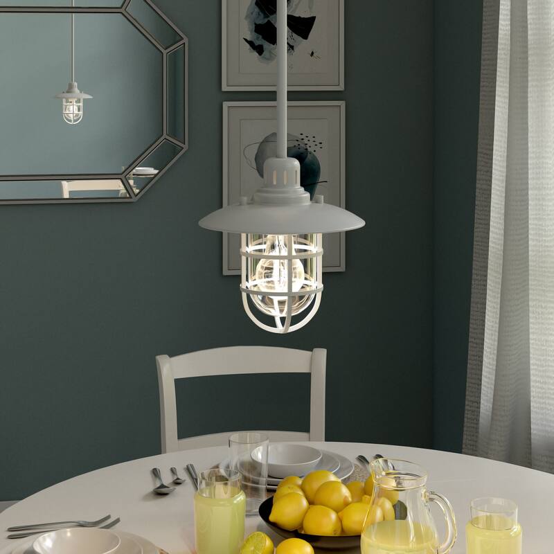 Bay 8.25" Wide Lantern Pendant with Glass/Metal Shade