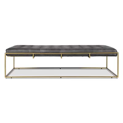 EdgeMod Chic Modern Upholstered Curio Ottoman Bench - Genuine Italian Leather
