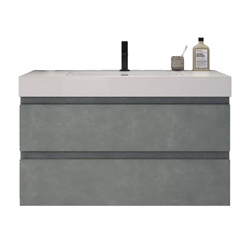 Baillie 42'' Wall-Mounted Vanity with Reinforced Acrylic Sink - 42''Width - Cement Gray