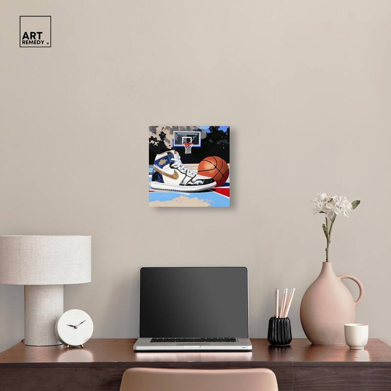 Basketball Court Blues Canvas by Art Remedy, Gallery Wrapped
