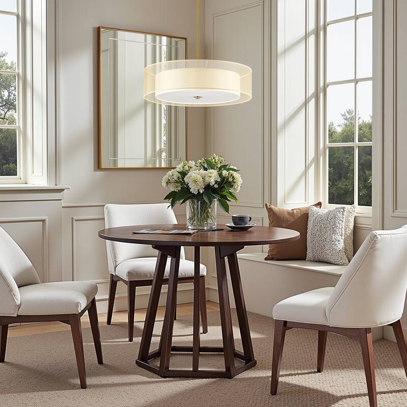 CO-Z 3-Light Antique Bronze Double Drum Pendant Chandelier