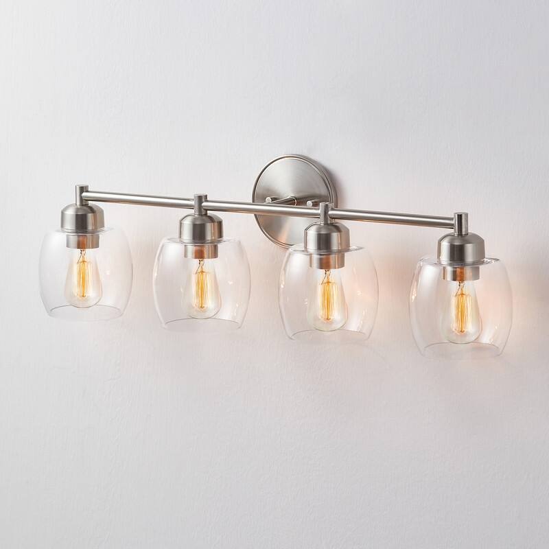 KAWOTI 4-Light Dimmable Bathroom Vanity Light with Glass Shade
