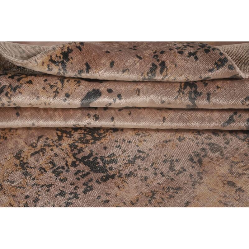Beige Abstract Modern Area Rug Handmade Wool Carpet - 6'6" x 9'10"