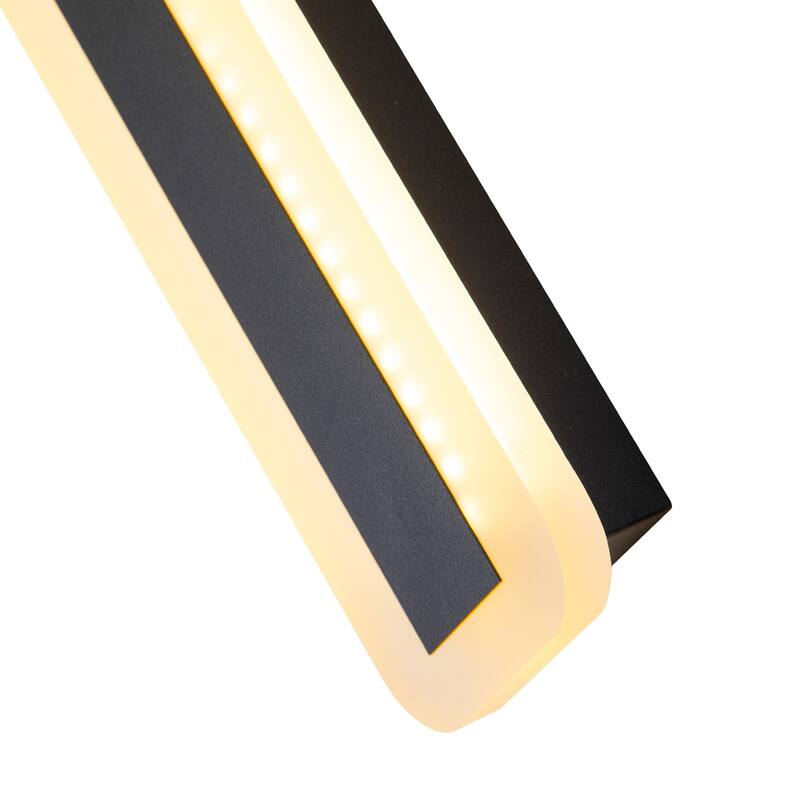 Modern Black Linear Rectangular Strip Exterior Sconce Integrated LED Waterproof IP65 Outdoor Wall Light