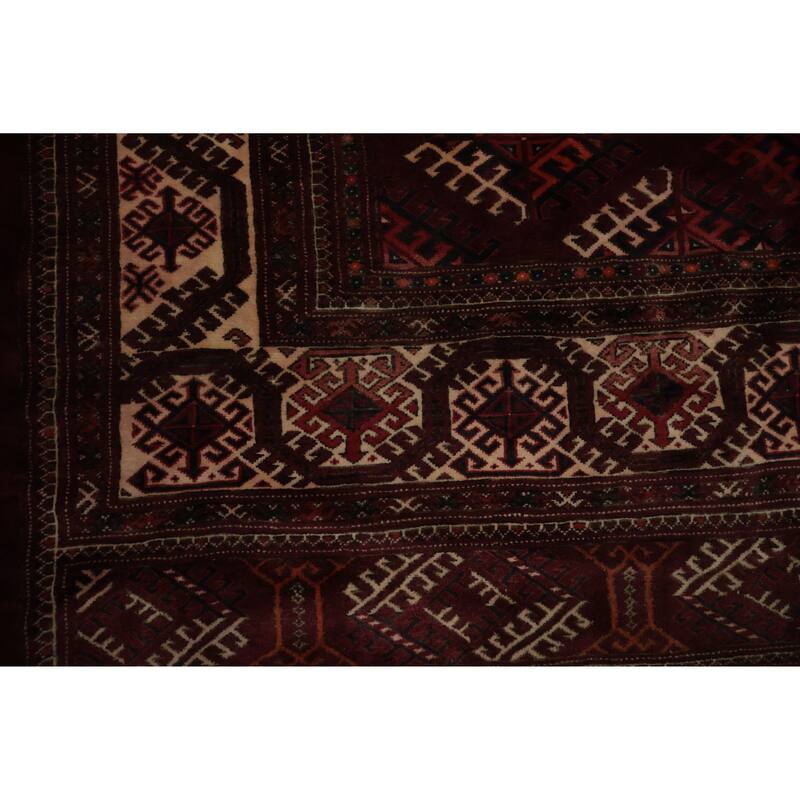 Hand Knotted Oriental 100% Wool Carpet Traditional All-Over Red Turkoman Area Rug - 11' 4'' X 7' 7''