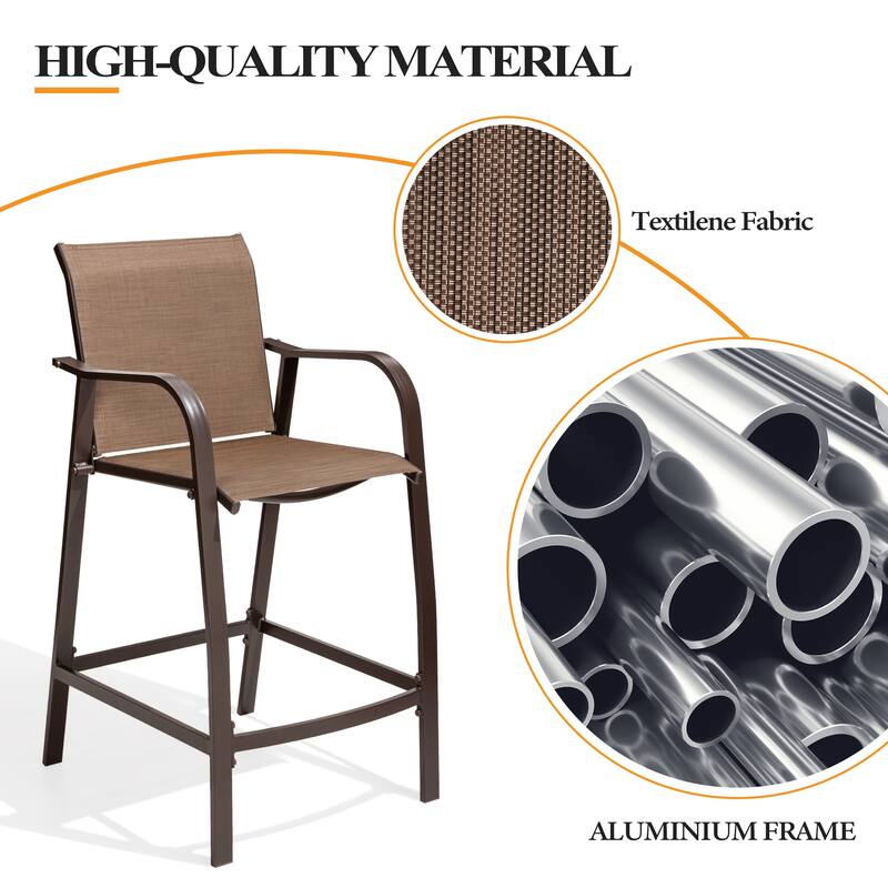 Crestlive Products Outdoor Outdoor Cast Aluminum Swivel Bar Stools with Sunbrella Cushion
