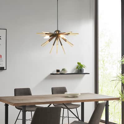 INK+IVY Ely 3-Light Spiked Chandelier - Matte Black /Gold