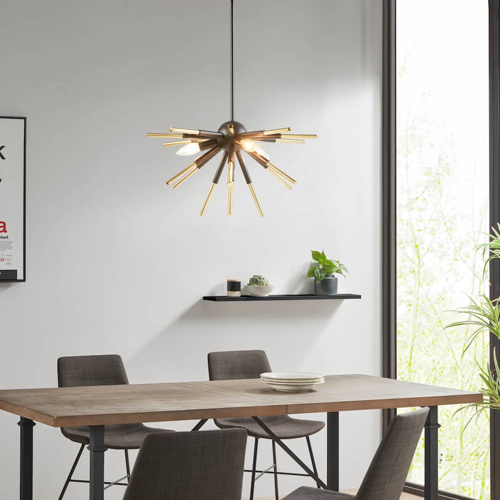 INK+IVY Ely 3-Light Spiked Chandelier - Matte Black /Gold