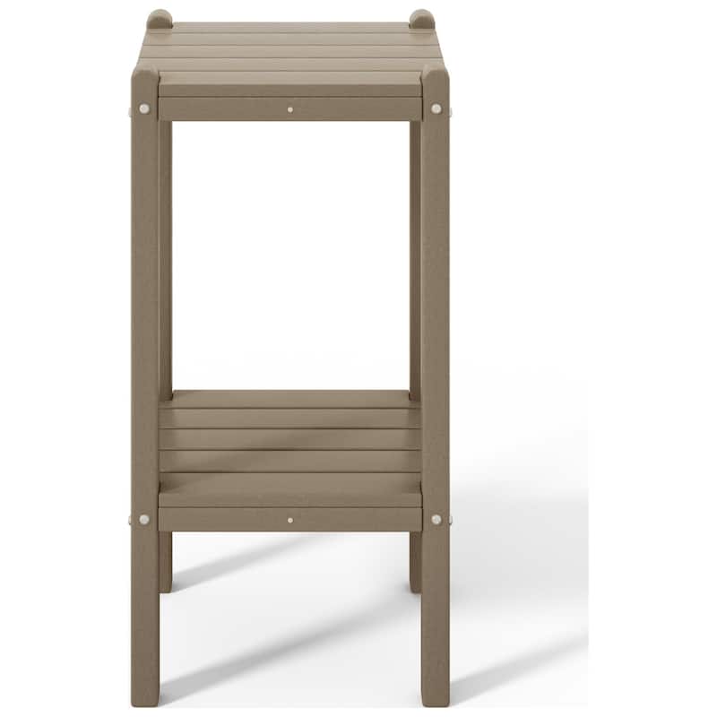 Polytrends Laguna Hdpe All Weather Outdoor Patio Two Shelf Square Table