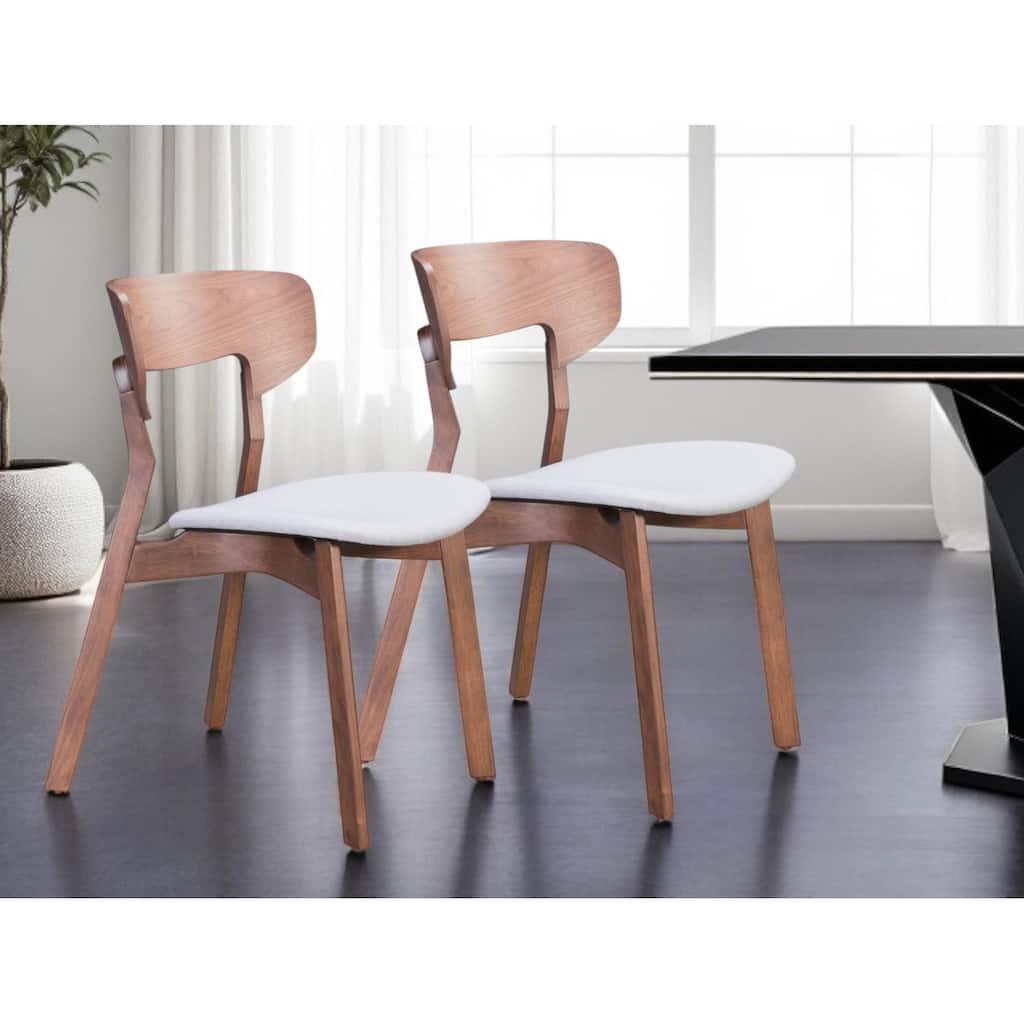 HomeRoots Set of Two Gray And Brown Upholstered Fabric Open Back Dining Side Chairs - 20.5