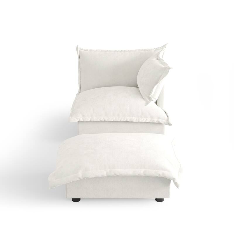 Casual 40"W Oversized Soft Comfy Cloud Chenille Chaise Lounge with Ottoman