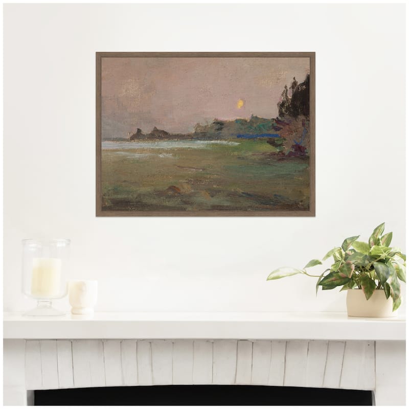 Kate and Laurel Moonlite Evening Mist 1910 Jan Ciaglinski by Nostalgia Prints Framed Canvas Wall Art Print