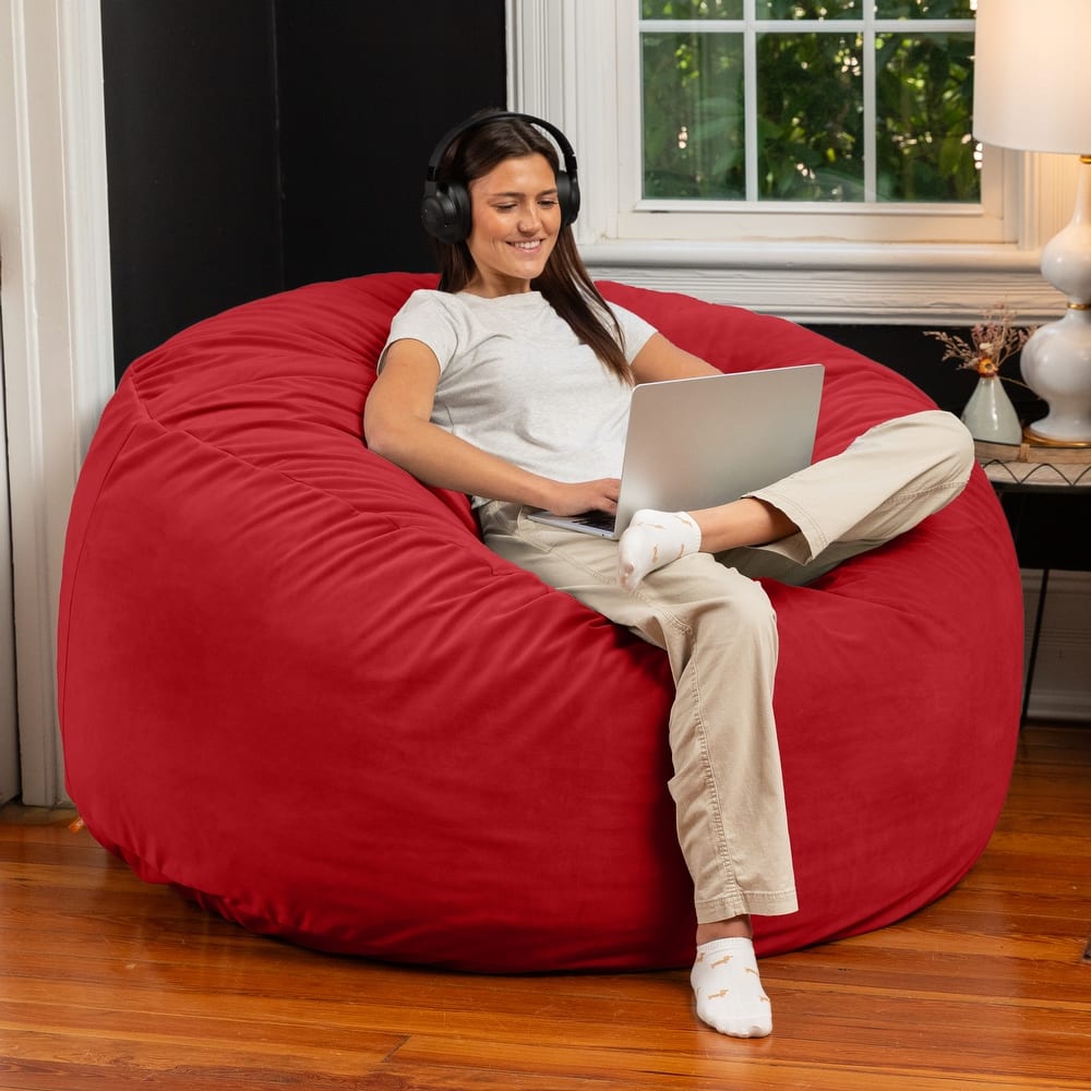 Jaxx Basics 5 Foot Large Adult Bean Bag Chair, Oversized with Filler