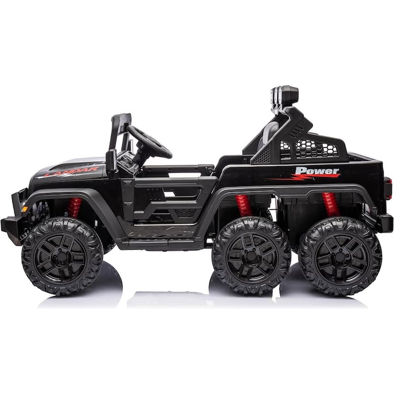 24V Electric Ride on Truck for Kids,Wide Seater Battery Powered Truck with Remote Control, Music,LED Cool Lighting,4WD