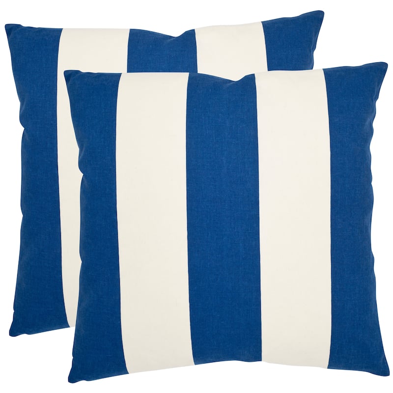 SAFAVIEH Tiphaine 22-inch Navy/ Blue Feather Decorative Pillow (Set of 2)