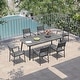 preview thumbnail 58 of 67, Pellebant Patio Dining Table Rectangular Aluminum Outdoor Table Grey-81.5inches