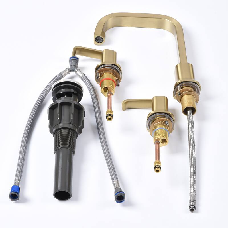 8 Inch Widespread Bathroom Faucet with Pop-up Drain Assembly 3 Holes Brass Modern Bathroom Sink Vanity Basin Faucets