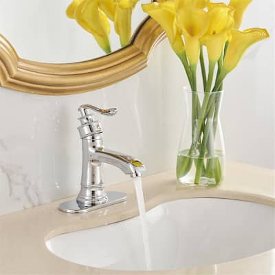Modern Chrome Single-handle Bathroom Sink Faucet with Drain