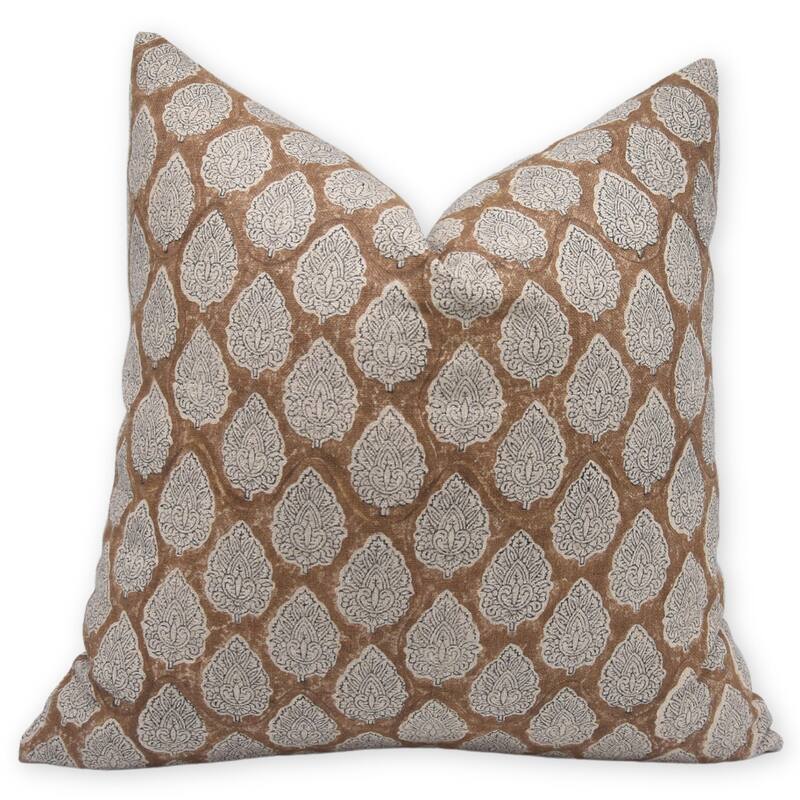Fabdivine Linen Square Block print pillow Cover - Pillow Covers - 20" x 20"