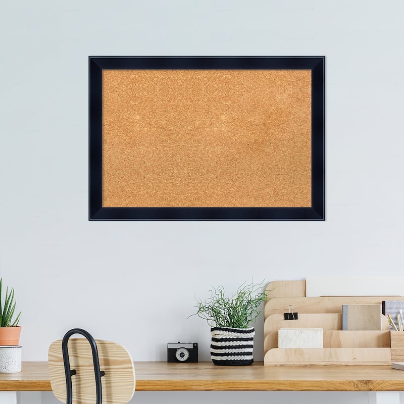 Madison Black Wood Framed Natural Corkboard Bulletin Board