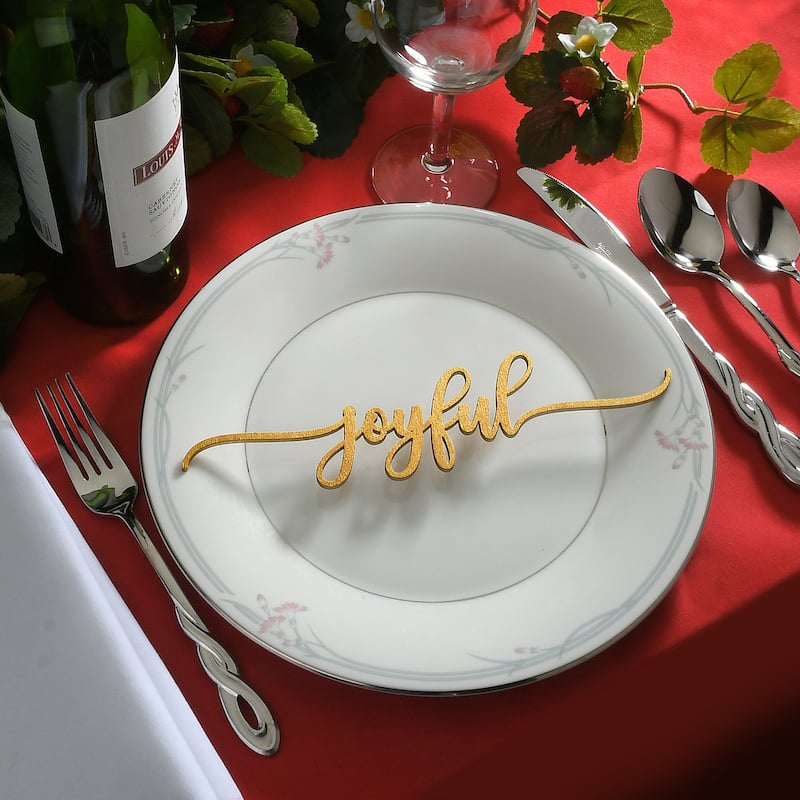 10" Christmas Place Setting Words (Joyful, Wish, Peace, Merry, Jolly, Holly) Set of 6 - 10 in