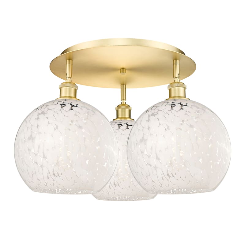 Innovations Lighting 516-3C-13-22-White Mouchette-Ceiling Fixture - Satin Gold / White Mouchette