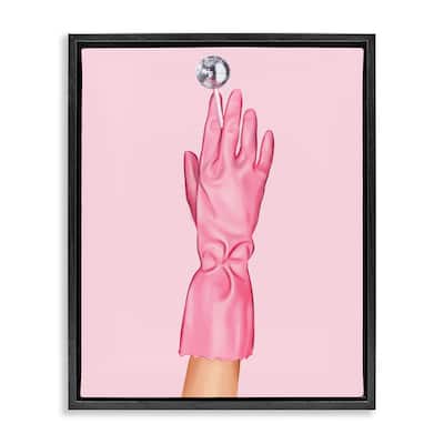 Stupell Pink Glove & Disco Ball Framed Floater Canvas Wall Art Design By Ziwei Li