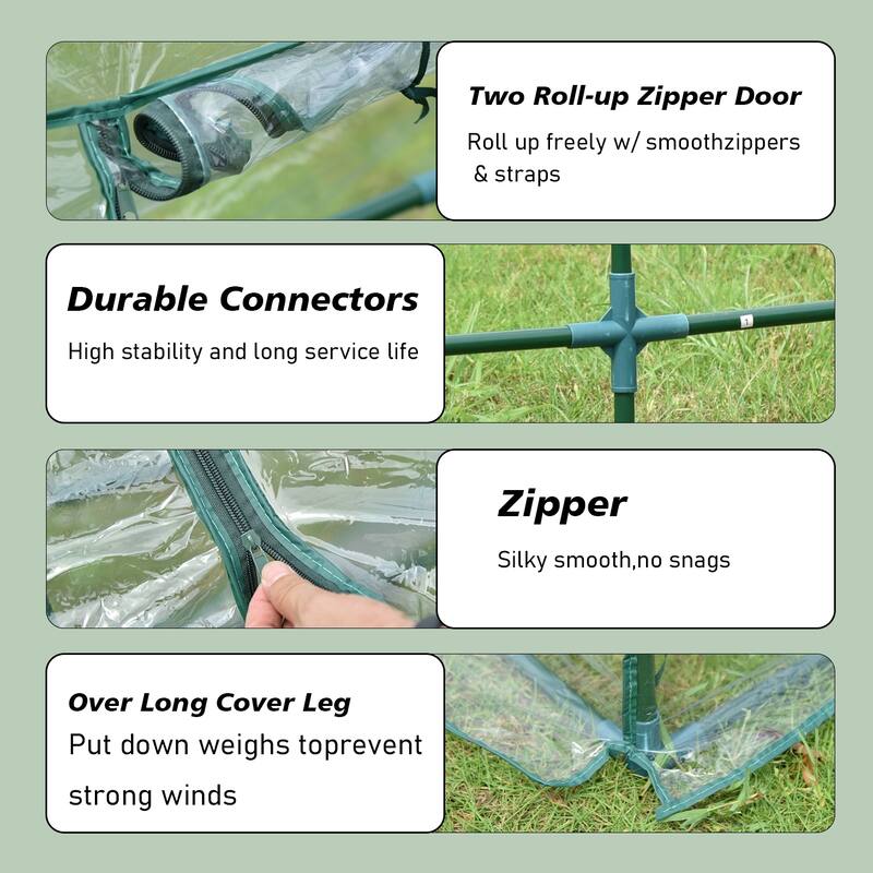 Aoodor 6x3x3 ft Mini Greenhouse with 2 Zipper Doors, 3 Covers - 6 x 3 x 3 ft.