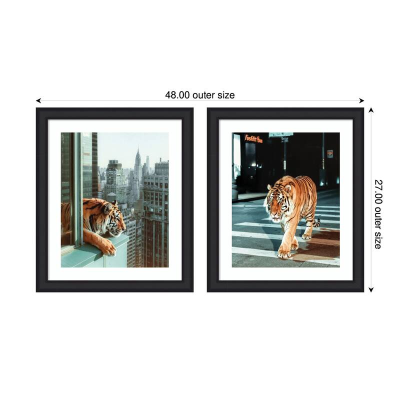 Kate and Laurel Urban Tiger City 2 Piece Framed Wall Art Print Set by Michael Schauer
