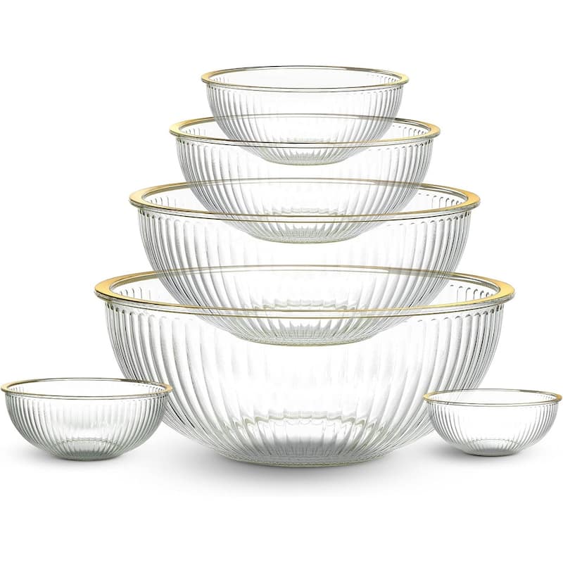 COOK WITH COLOR 12 Pc Glass Nesting Mixing Bowl Set with Lids for Cooking and Prep