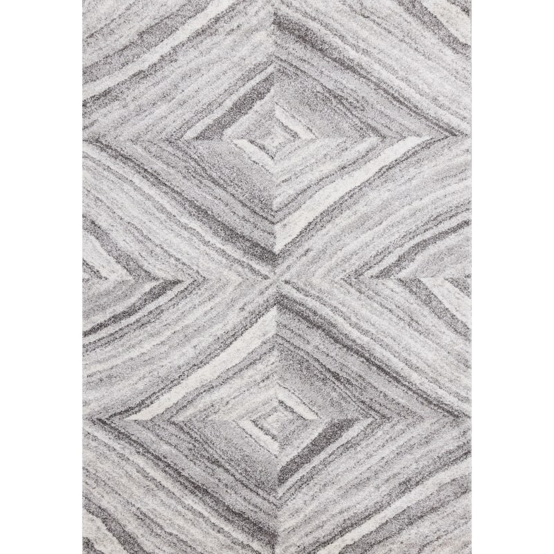 Soft Collection - Grey Textured Diamonds Rug - 5'3" x 7'7"