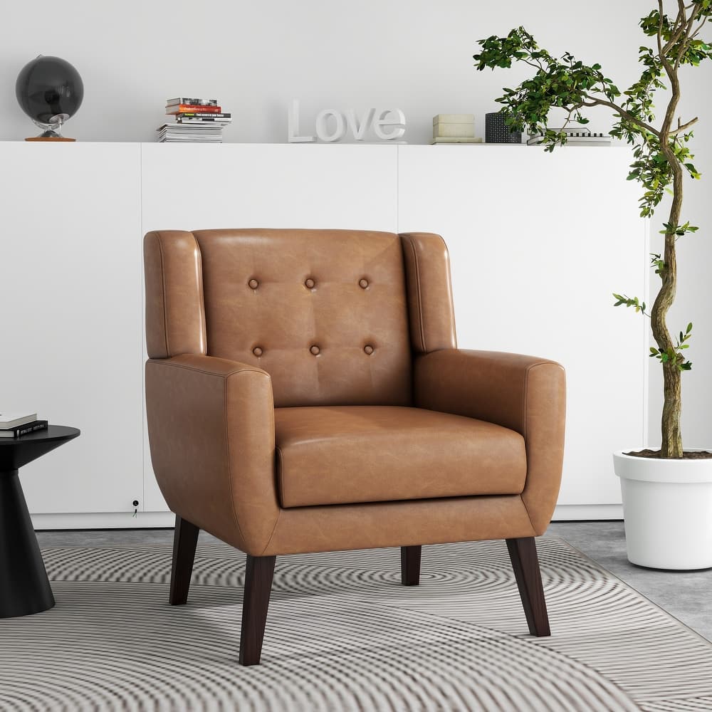 PU Leather Accent Chair Living Room Upholstered Armchair